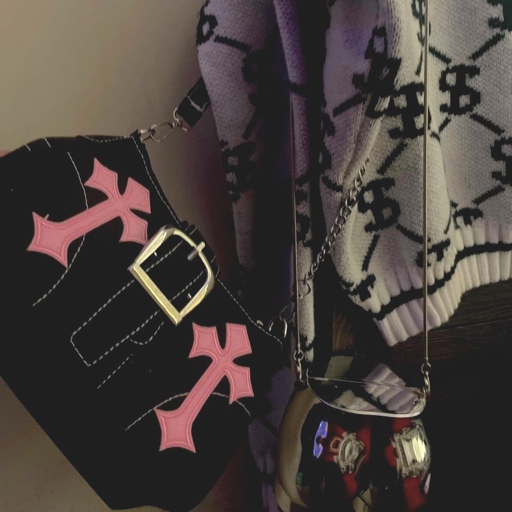 Black Denim Pink Cross Purse 🖤💕